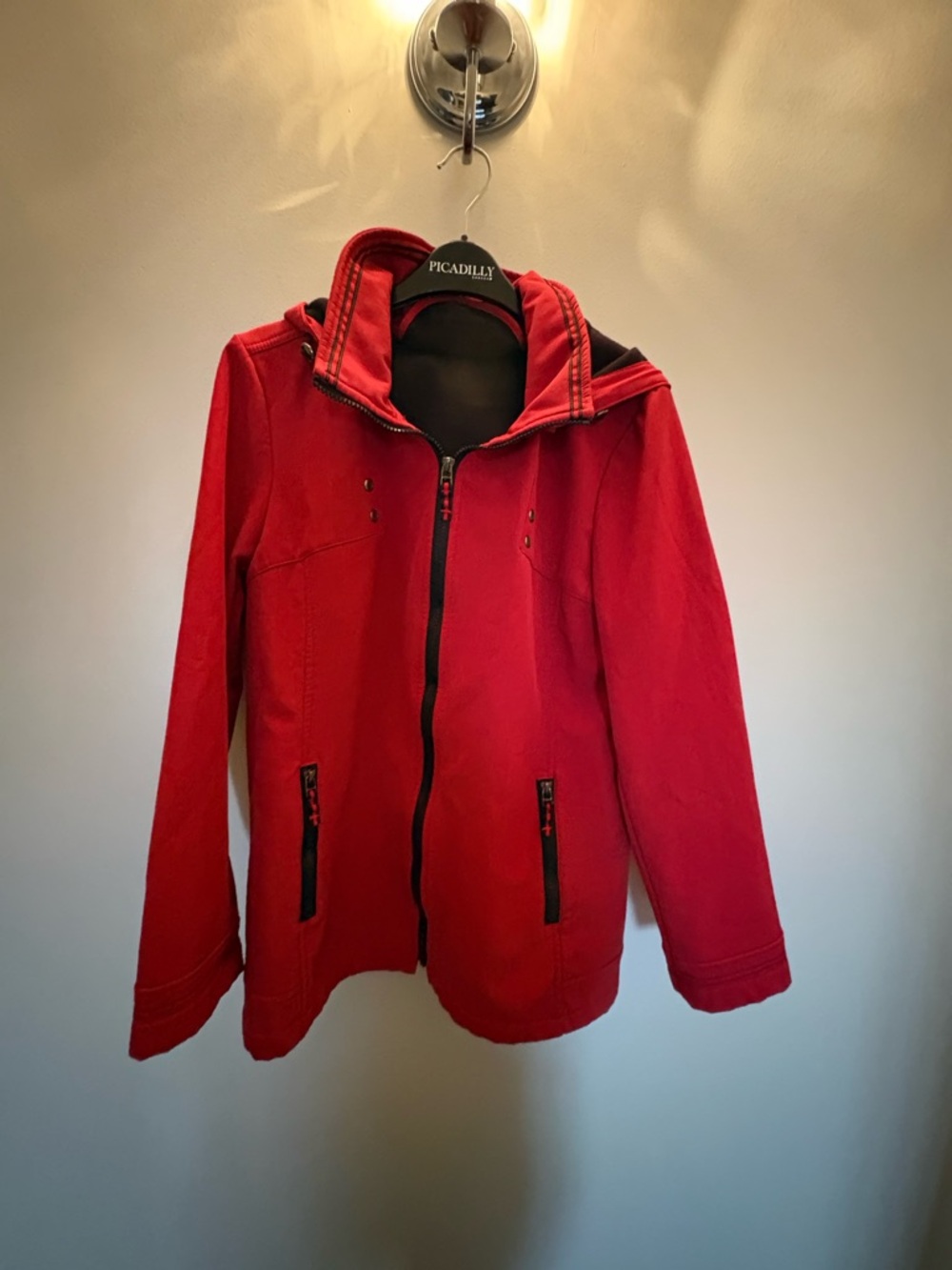 Red Hooded Zip Jacket AJG sports large